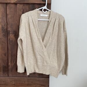 NWT ASTR The Label Women's Oatmeal Wrap Front Sweater Size Large Wool Cardigan